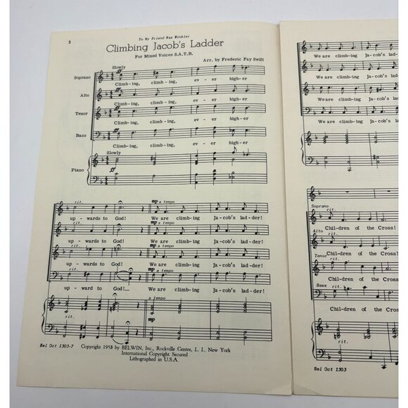 Climbing Jacobs Ladder Choir Sheet Music 1953 Frederic Fay Swift Belwin - Picture 2 of 7